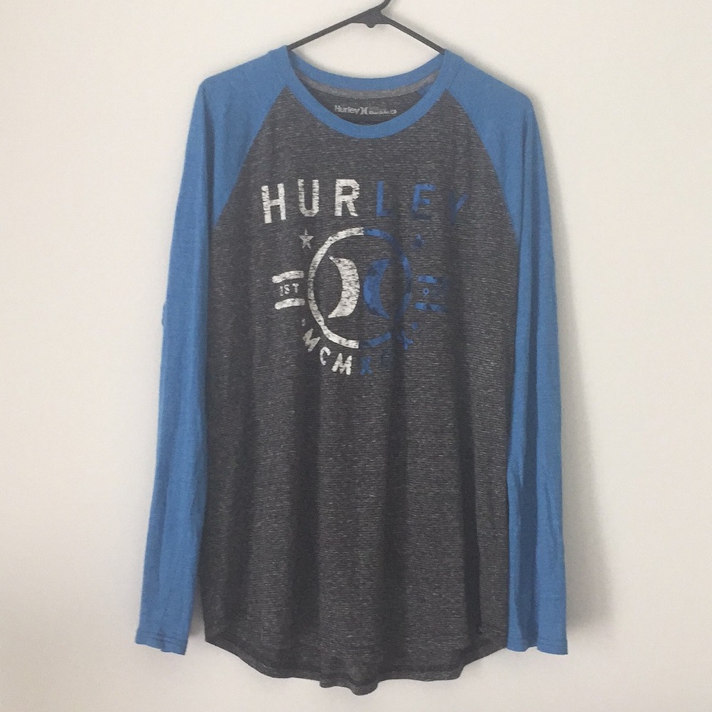 Hurley Grey/Blue Long Sleeve Raglan Men's XL